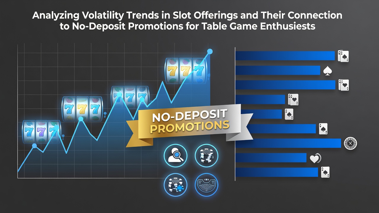 Grafiek die volatiliteitstrends in online slots toont met focus op no-deposit promoties