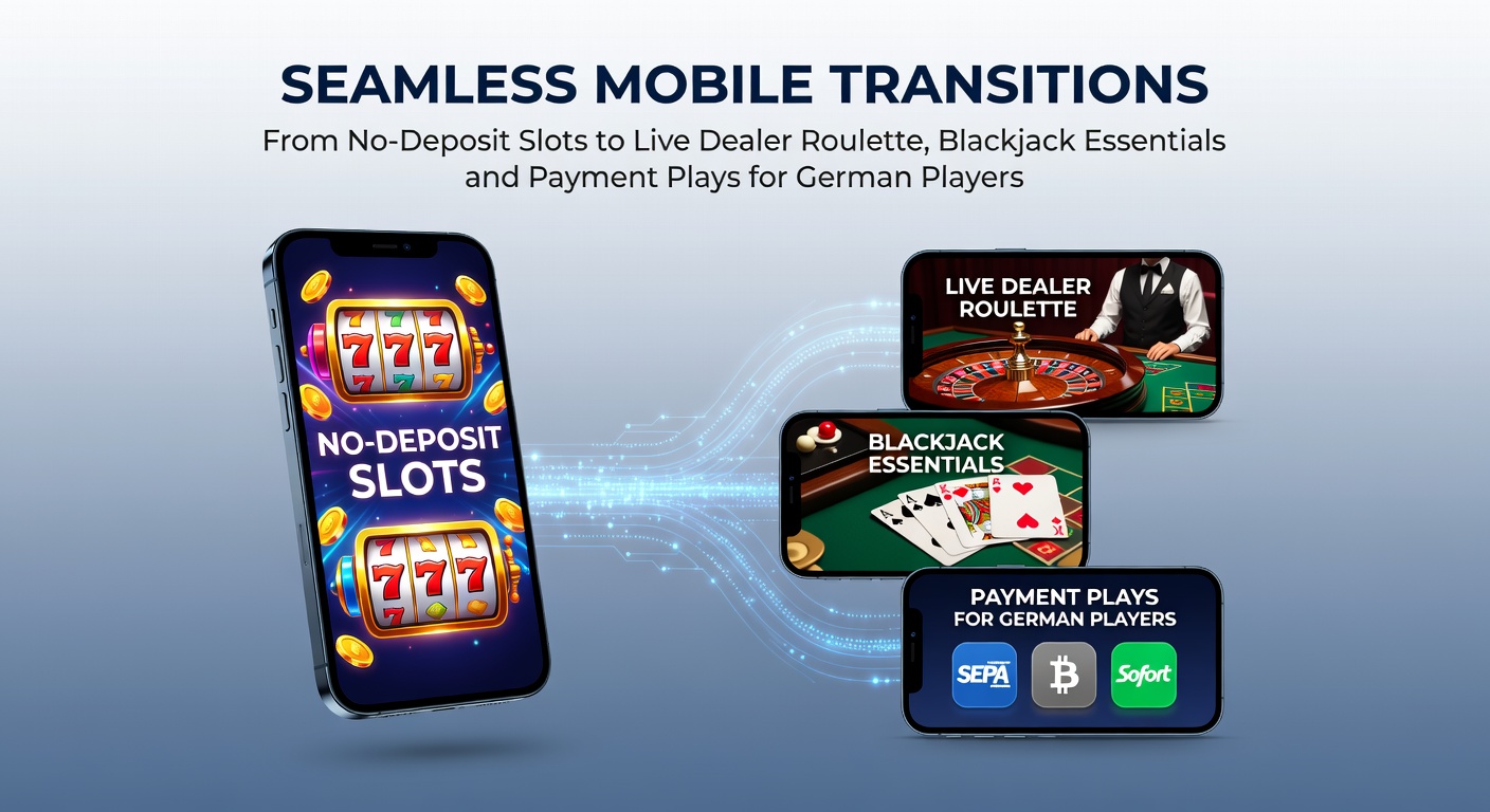 Mobiele telefoon met casino-apps die slots en live dealer tafels tonen, naadloze overgang voor Duitse spelers