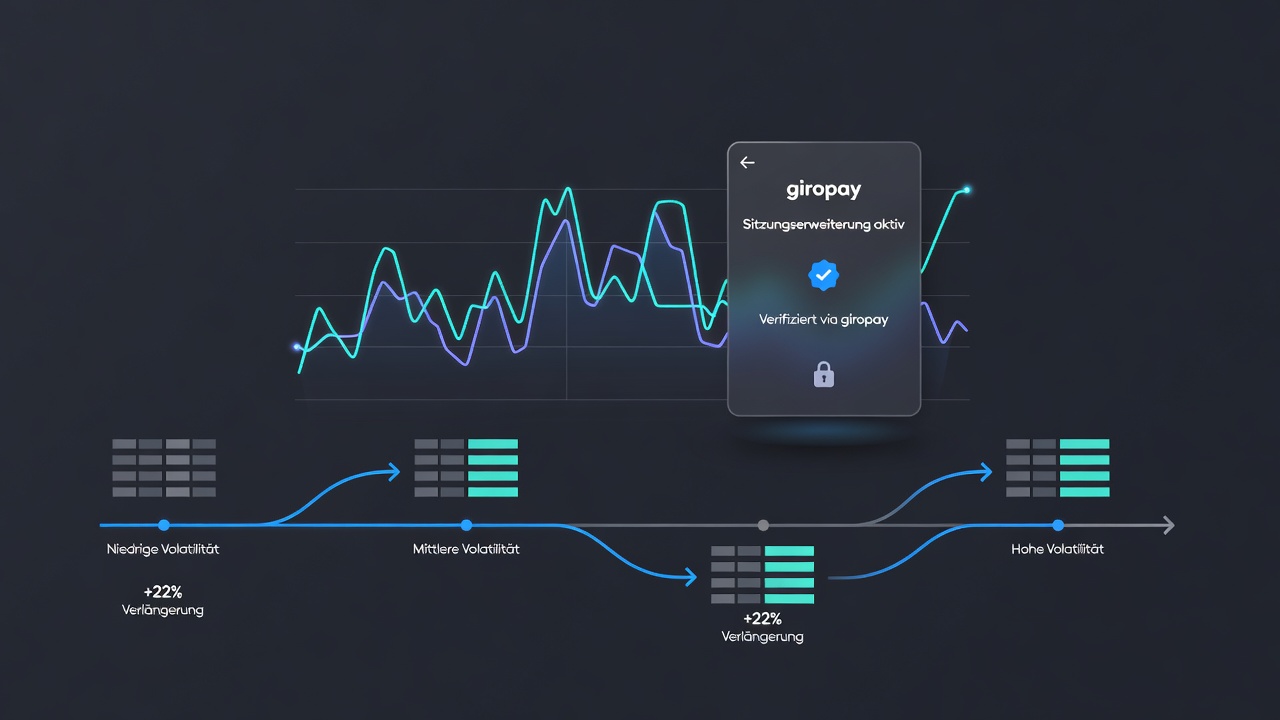 Mobiele interface met giropay-sessie-extensie tijdens een hoge-volatiliteit slotronde