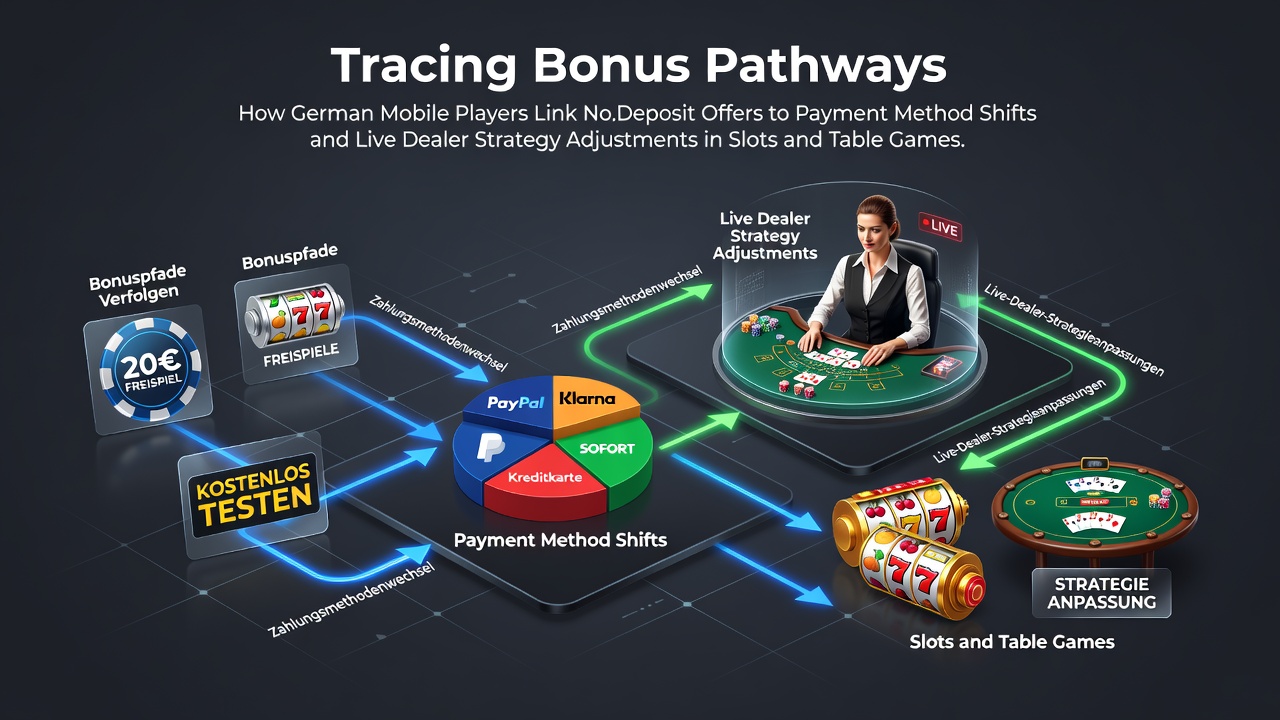 Duitse mobiele spelers volgen no-deposit bonuspaden naar betaalmethoden en live dealer strategieën in slots en tafelspellen